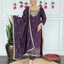 piludi Women Embroidered Straight Kurta Suit Set-picture-28