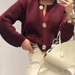 outzidr global Women Patterned Round-Neck Cardigan-picture-24