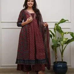 gosriki Women Floral Print Anarkali Kurta Set-picture-29