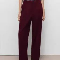Women Relaxed Fit Flat Front Trousers-image-40