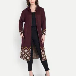 hautemoda Women Printed Front-Open Hooded Shrug image 1