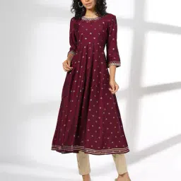 avaasa mix n' match Women Embroidered Flared Kurta image 1