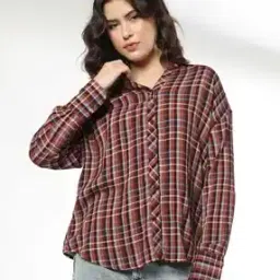 dnmx Women Checked Relaxed Fit Shirt-picture-36