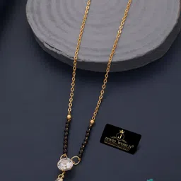 JEWEL WORLD Gold-Plated Stone-Studded & Beaded Mangalsutra-picture-35