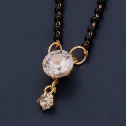 JEWEL WORLD Gold-Plated Stone-Studded & Beaded Mangalsutra image 4