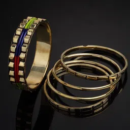 VOGUE PANASH Set Of 5 Gold-Plated Handcrafted Bangles-image-54