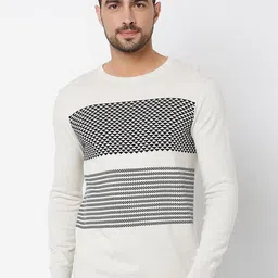 Mufti Men Beige Printed Pullover-picture-36