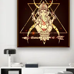 The Art House Brown & Beige Ganesha Printed Framed Wall Art-picture-35