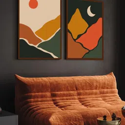 The Art House Orange & Green Set Of 2 Abstract Painting Wall Art-picture-41