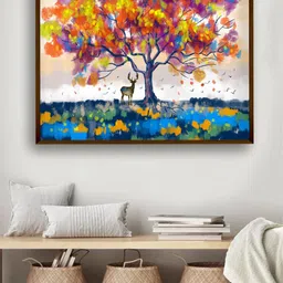 The Art House Blue & Red Abstract Tree Painting Framed Wall Art-picture-29
