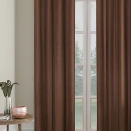 HOSTA HOMES Coffee Brown Abstract Eyelet Black Out Long Door Curtain-picture-18
