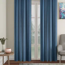 HOSTA HOMES Blue 2 Pieces Black Out Long Door Curtains-picture-16