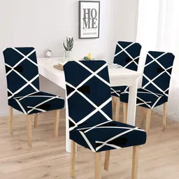 HOSTA HOMES Green & White 4 Pieces Printed Chair Covers-picture-4