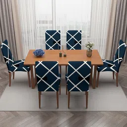 HOSTA HOMES Green & White 6 Pieces Printed Chair Covers-picture-2