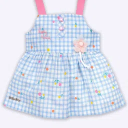 Babys Day Girls Checked Shoulder Straps Cotton Fit & Flare Dress With Panty-picture-12