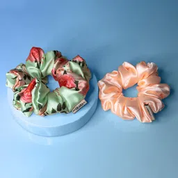 hair drama co. HAIR DRAMA COMPANY Women Set of 2 Peach-Coloured & Green Ponytail Holders-picture-14
