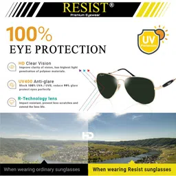 RESIST EYEWEAR Lens & Aviator Sunglasses With UV Protected Lens ANDREWGOLDGREEN image 4