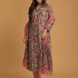 DIMPLE DESIGN STUDIO Floral Printed Pure Cotton Kurta With Trousers & Dupatta-picture-18