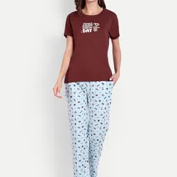 Bedtime story Pure Cotton Printed Night suit-image-1