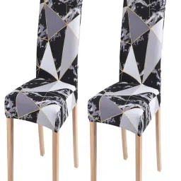 House of Quirk Black Stretch Removable Washable Short Dining Chair Covers (Pack of 2)-image-66