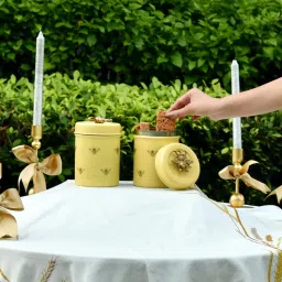 Living With Elan Royal Hive Stainless Steel Jar Set Of 2 Butter Yellow 800 Ml Each-picture-22
