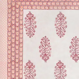 BLOCKS OF INDIA White & Maroon Floral Cotton180 TC King Bedsheet with 2 Pillow Covers image 5