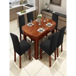 House of Quirk Black Stretch Removable Washable Short Dining Chair Covers (Pack of 6) image 1