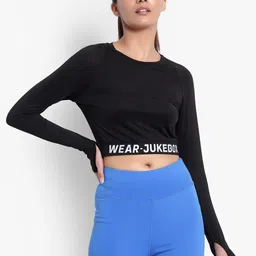 Wearjukebox Women Black Printed T-shirt-image-30