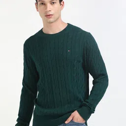 Tommy Hilfiger Men Self Design Cable Knit Pullover-image-33