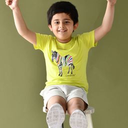 Anthrilo Boys Yellow & Grey Printed Cotton T-shirt with Shorts-picture-27