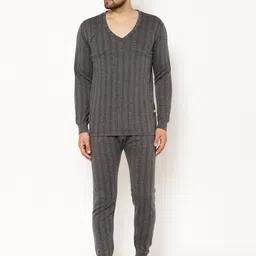 mack jonney VIMAL JONNEY Men Pack Of 2 Striped Thermal Set image 2