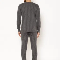 mack jonney VIMAL JONNEY Men Pack Of 2 Black Striped Thermal Set image 4