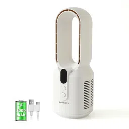 the better home FUMATO Bladeless Series Table Fan | Portable Fan for Home Office Outdoor | USB Rechargeable 2000mAh Battery | 5-Speed Adjustment | White image 1