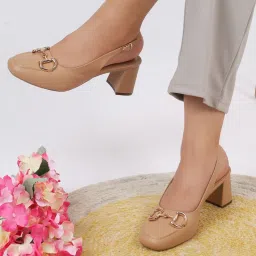 T.ELEVEN Women’S Block Beige Sandals Heels-picture-14