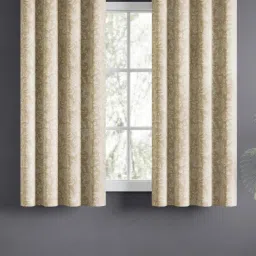 Haus & Kinder 100% Cotton Printed Curtains Chalkflower, Eyelets, Beige (Pack of 2)-picture-21