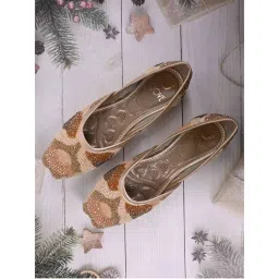 Jove Women Beige Embellished Mojaris-image-35