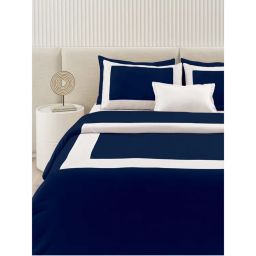 Ddecor Live Beautiful 210 TC Cotton Solid Bed Sheet Set-P0015-BOLD-NAVY BLUE-WHITE (King)-picture-5