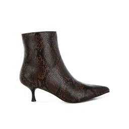 London Rag Brown Faux Leather Kitten Heel Casual Boots image 3