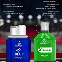 JOHN PHILLIPS Mr Blue & X Force Set Of 2 Long Lasting Eau De Parfum  100 ml Each image 2