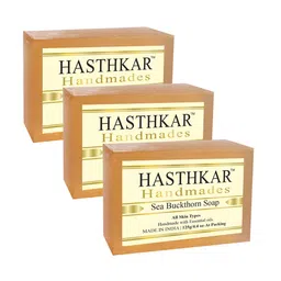 Hasthkar Set of 3 Handmades Glycerine Sea buckthorn Soap 125gm Each-picture-34