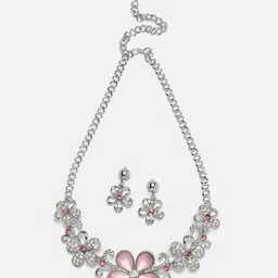 Kennice Rhodium-Plated American Diamond Studded Jewellery Set image 1