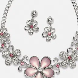 Kennice Rhodium-Plated American Diamond Studded Jewellery Set image 2