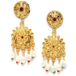 ZENEME Gold-Plated Kundan Studded & Beaded Meenakari Jewellery Set image 4