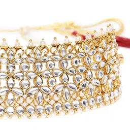 Zaveri Pearls Gold Plated Kundan Studded & Beaded Jewellery Set image 4