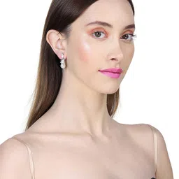 Carlton London Rhodium-Plated Contemporary Premium Drop Earrings image 5