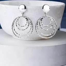 Accessorize Silver-Plated Textured Circles Statement Earrings-picture-38