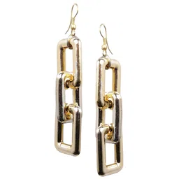 VAGHBHATT Gold Plated Rectangular Chain Drop Earrings image 4