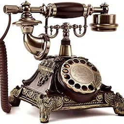 dratal Imitation Copper Vintage Style Rotary Retro Old Fashioned Rotary Dial Home and Office Telephone Functional Antique Style Telephone-Bronze image 2