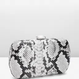 Lino Perros Women Snake Skin Printed Box Clutch with Sheen Effect image 2