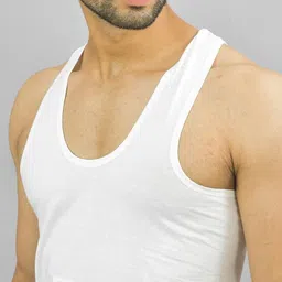 underloop White Combed Cotton Fabric Sleeveless Pocket Vest for Men(Pack of 3) image 5